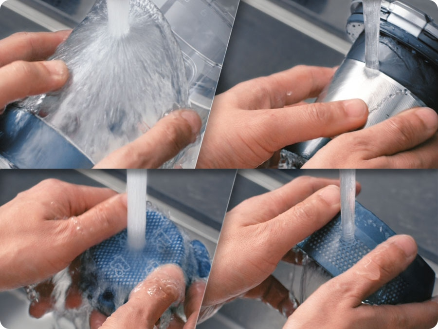 Leicht zu leerender und waschbarer Staubbehälter für hygienische Sauberkeit